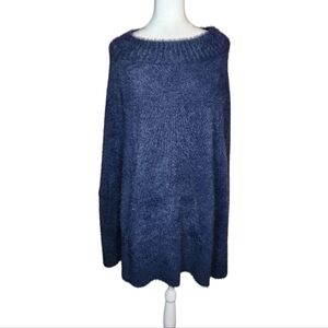 Mersea Chalet Poncho in Oxford Blue Fuzzy One Size